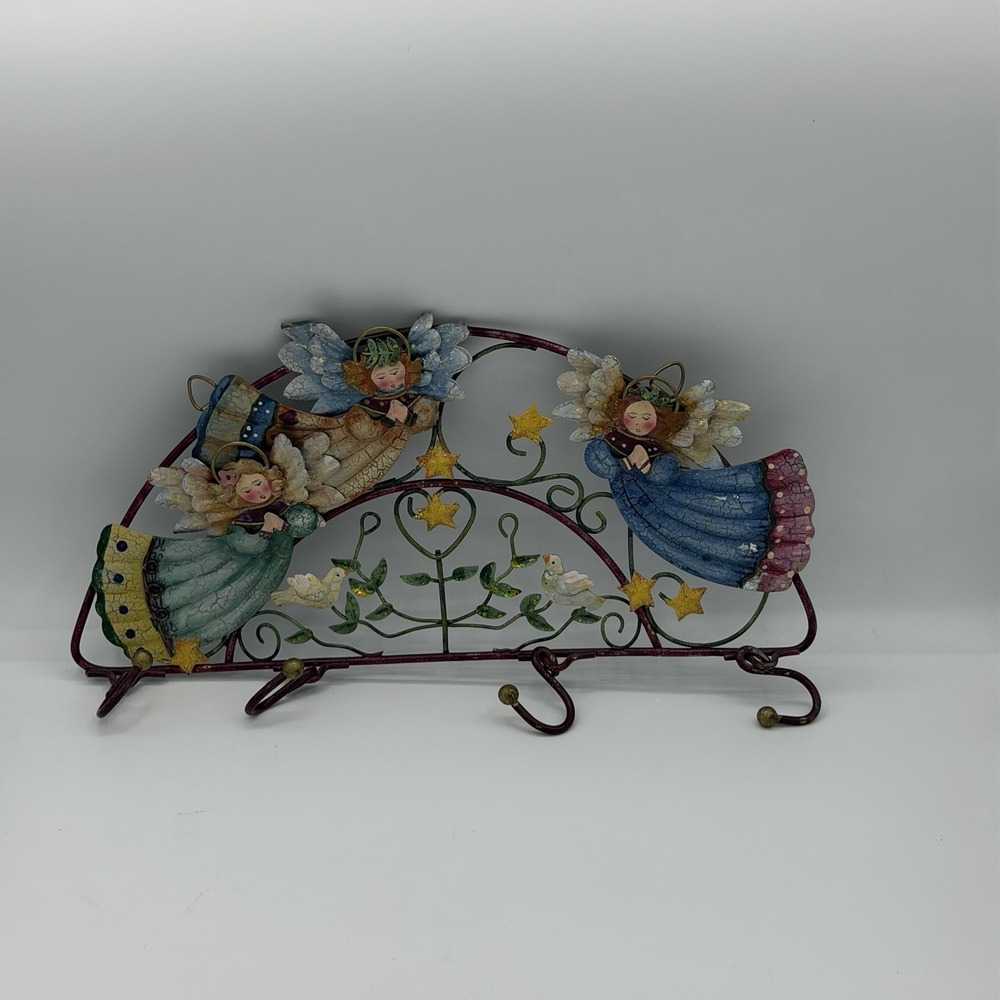VTG NOS Beautiful Heavenly Hangers Metal Angel Trio w/Hooks Arch